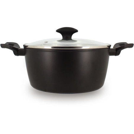 Faitout - MENASTYL - 6020647 - En alumimium forgé - 24 cm - Noir - Tous feux dont induction
