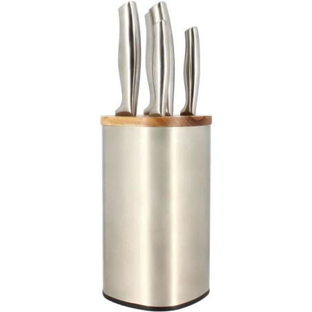 Bloc de couteaux 5 pieces - MENASTYL - 5041070 - En acier inoxydable - Bois