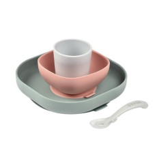 Béaba Coffret Repas Silicone 4 pieces Eucalyptus