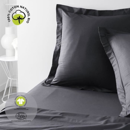 Taie d'oreiller - TODAY - 63 x 63 cm - Coton bio - Certifié oeko-Tex - Volant 5 cm
