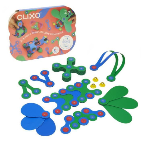 Jeu de Construction Magnétique - GIPSY TOYS - Crew Pack CLIXO - 30 pieces - Flexible - Durable