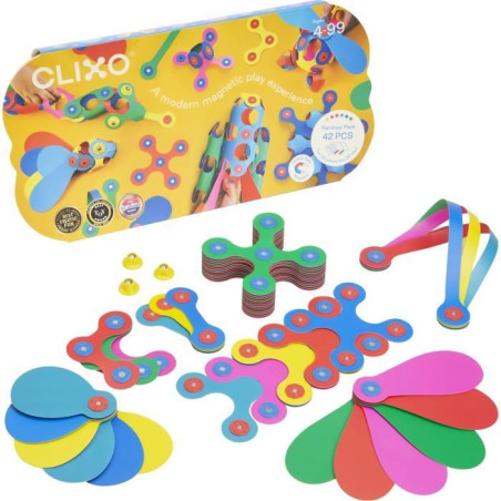 Jeu de Construction Magnétique - GIPSY TOYS - Rainbow Pack CLIXO - 42 pieces - Des 4 ans - Eco-responsable