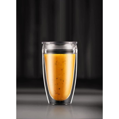 Set 2 gobelets BODUM - Pavina To Go - Double paroi plastique - Couvercle hermétique - 40 cl - Transparent