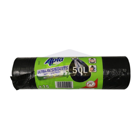 Sac poubelle ultra-résistant lien coulissant 50Lx15
