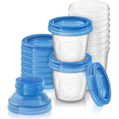 PHILIPS AVENT SCF618/10 Lot de Pots de Conservation Lait Maternel Réutilisables 10x180ml PHILIPS AVENT SCF618/10 Lot de Pots de Conservation Lait Maternel Réutilisables 10x180ml