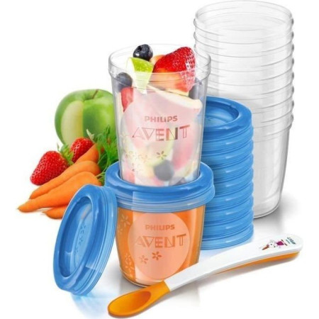 PHILIPS AVENT SCF721/20 Lot de 20 pots de conservation - Couvercle étanche - Facile a nettoyer