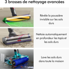 DYSON V15s Detect Submarine - Aspirateur Balai sans Fil - 240 airwatts - Brosse a rouleau humide Submarine