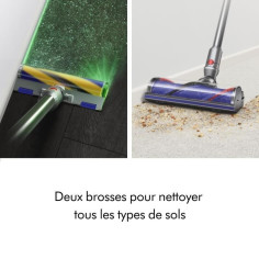 DYSON V12 Detect Slim Absolute - Aspirateur Balai sans fil - Puissance 150 AW Brosse avec lumiere intégrée