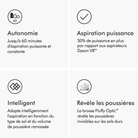 DYSON V12 Detect Slim Absolute - Aspirateur Balai sans fil - Puissance 150 AW Brosse avec lumiere intégrée