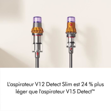 DYSON V12 Detect Slim Absolute - Aspirateur Balai sans fil - Puissance 150 AW Brosse avec lumiere intégrée