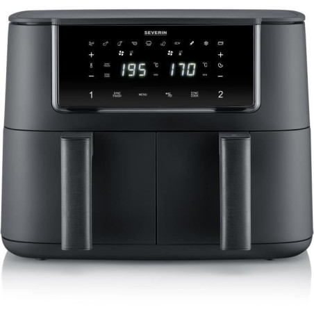 Friteuse sans huile SEVERIN - Airfryer FR2463 - Capacité 8L - Double cuve - 10 programmes - 2600W