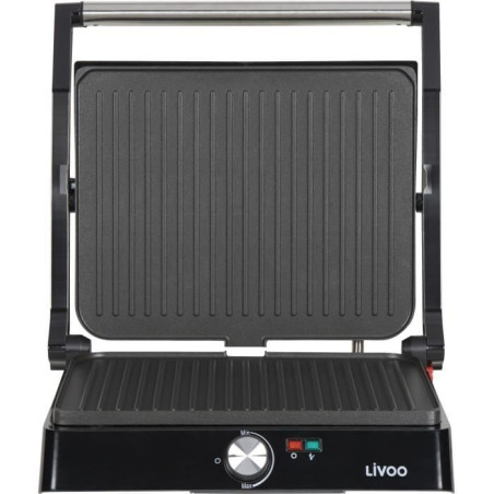 Grill viande et panini - LIVOO - DOC223 - 2200W - 2 plaques - Antiadhésif - Surface de cuisson de 29 x 23 cm - Témoins lumineu