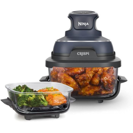 Friteuse sans huile portable NINJA - CRISPI - Récipients 1,4L et 3,8L - 4 programmes prédéfinis - 1700W - Bleu