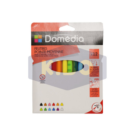 12 Feutres de coloriage pointe moyenne