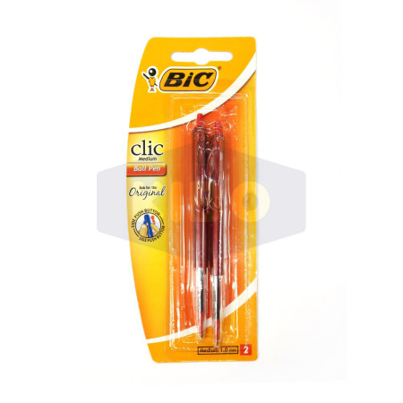 Stylo rouge clic medium Cristal 2 pièces