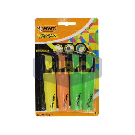 Surligneurs biseau 4 couleurs assorties