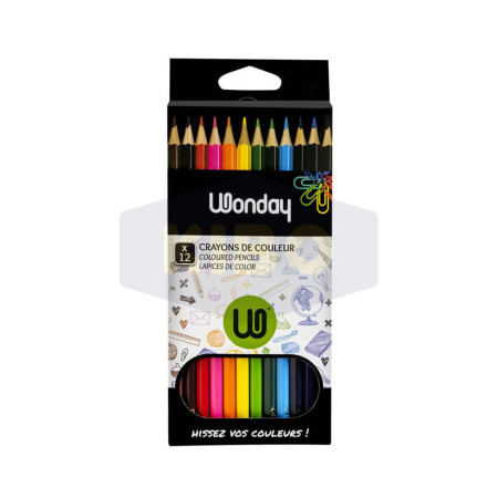 12 Crayons de couleur 18cm