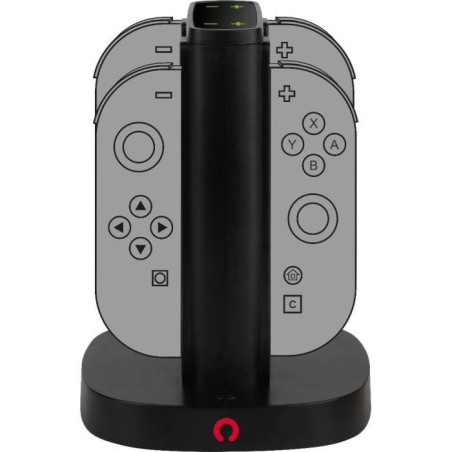 Station de rechargement - KONIX - 2 paires de manettes Joy-Con - Indicateur de charge LED - Connexion USB-A - Noir