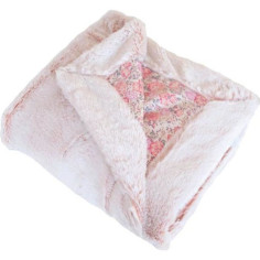 Couverture enfant en liberty et fausse fourrure - Rose - 75 x 100 cm Couverture enfant en liberty et fausse fourrure - Rose - 75 x 100 cm