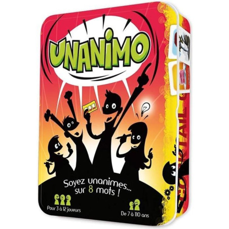 UNANIMO, Jeu d'Ambiance pour Adultes & Enfants des 10ans - Jeu de Société Simple et Drôle - 200 Themes- 3 a 12 Joueurs