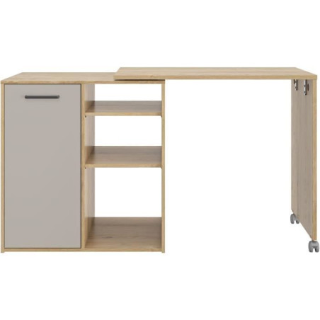 ALPAGA - Ilot central pivotant - 1 porte - 156 x 60 x 88 cm - Chene Silva / Grege - GAMI