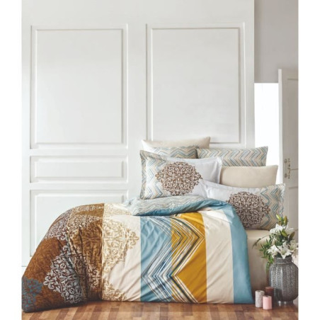 Parure de lit - 1 housse de couette 220 x 240 cm + 2 taies d'oreiller 60 x 60 cm - 100% coton renforcé - Blanc