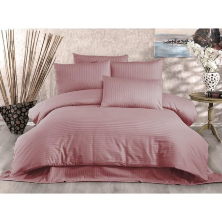 Parure de lit - 1 housse de couette 220 x 240 cm + 2 taies d'oreiller 60 x 60 cm - 80% coton, 20% polyester - Poudre