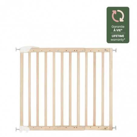 Badabulle Barriere de Sécurité Deco Pop - Barriere Extensible pour Ouverture de 63 a 106cm - Fixation Vis, Bois Naturel