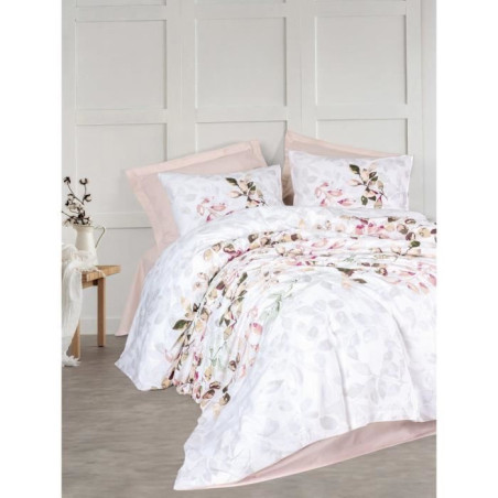 Parure de lit - 1 housse de couette 220 x 240 cm + 2 taies d'oreiller 60 x 60 cm - 100% coton renforcé - Beige