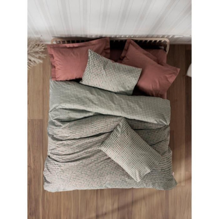 Parure de lit - 1 housse de couette 220 x 240 cm + 2 taies d'oreiller 60 x 60 cm - 100% coton renforcé - Rouge
