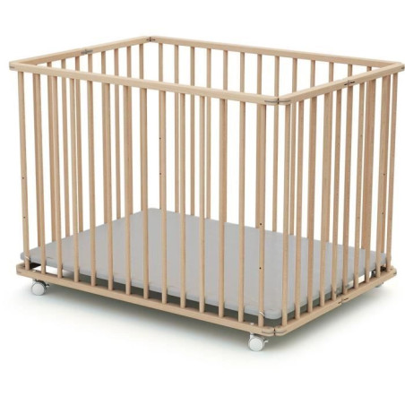 WEBABY - Parc bébé pliant en bois 70 x 100 cm CALI Hetre Brut - 70x100