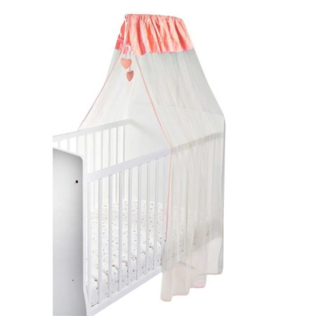 DOMIVA Ciel de lit Lapinou - Mousseline 100% Polyester - Blanc/Rose - 150 x 270 cm