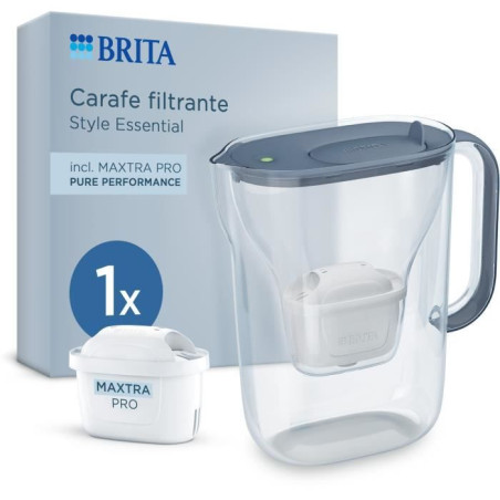 BRITA - Carafe filtrante - MAXTRA - Style Essential bleu minéral x1 cartouche Pure Performance