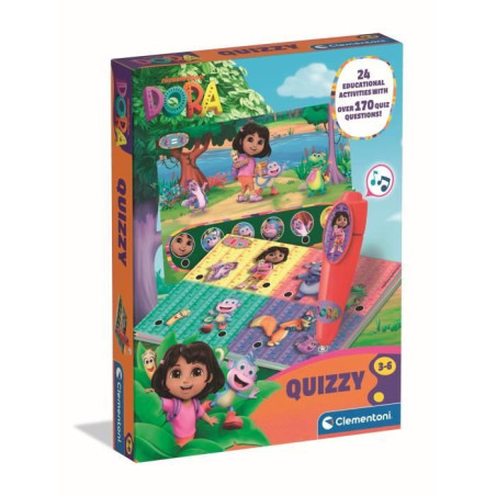 Clementoni - Quizzy - Dora - Jeu avec stylo intéractif - Sonore et lumineux - Des 3ans