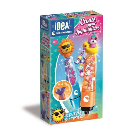 Crée tes fluos - Clementoni - Mini atelier des Fluos - Coffret Crazy Summer - 2 Surligneurs Fluos inclus et accessoires inclus