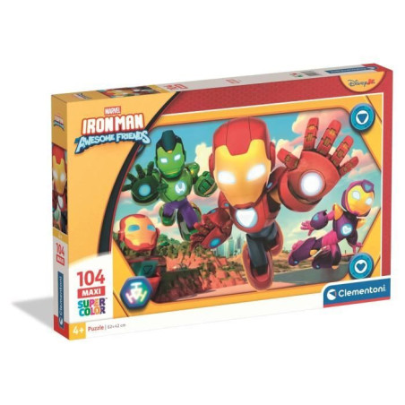 Clementoni - Iron Man - Puzzles 104 Pieces - Maxi Super Color - Puzzle enfant - Des 4 ans - 45x62cm