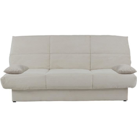 Banquette clic-clac CLEM - 3 places - Tissu en velours côtelé - Beige - Densité 20kg/m3 - 190 x 90 x 92 cm - Fabriqué au Por