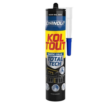 Colle de fixation et d'étanchéité - CYANOLIT - Total tech - Noir - Cartouche 290 ml - Polyvalente - Haute résistance et flex