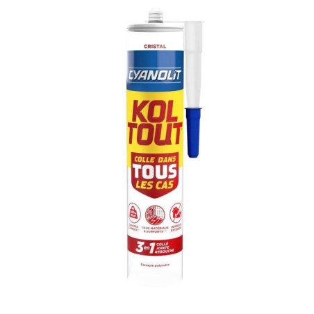 Colle de fixation et d'étanchéité - CYANOLIT - Cristal - Cartouche 290 ml - Transparent - Polyvalente, résistante et flexible