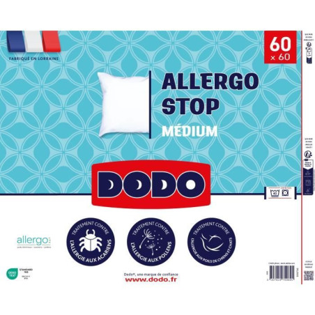 Oreiller - DODO - ALLERGO STOP - 60 x 60 cm - Blanc