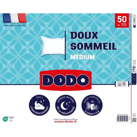 Oreiller - DODO - DOUX SOMMEIL - 50 x 70 cm - Blanc