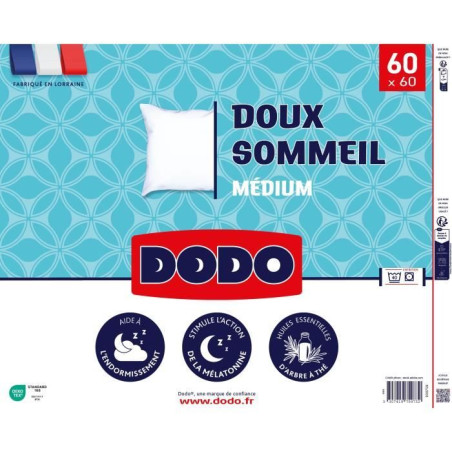 Oreiller - DODO - DOUX SOMMEIL - 60 x 60 cm - Blanc