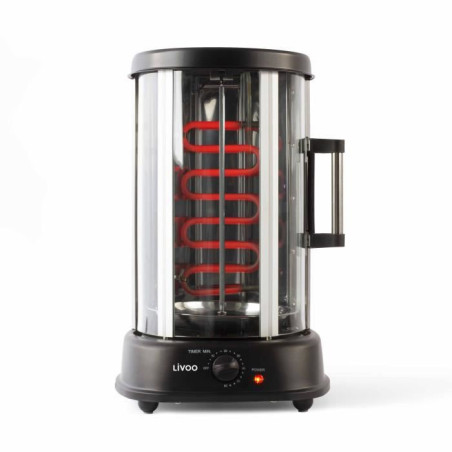 Grill vertical - LIVOO - DOM323 - 1500W - Jusqu'a 2,5 Kg - 1 broche centrale et 10 brochettes de 23 cm - Minuterie et rotation 3