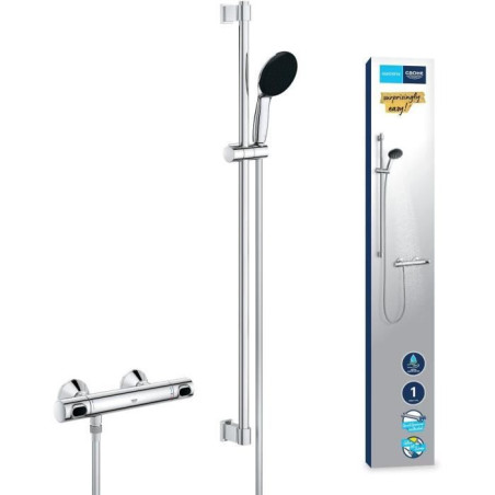 Ensemble de douche - 1 jet - Mitigeur thermostatique - GROHE - 34805001 - Gris
