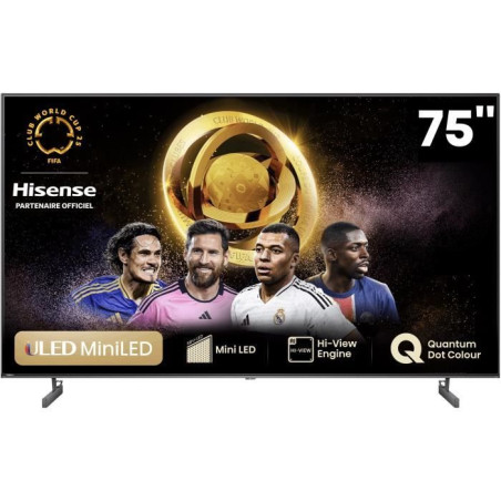 Hisense 75U6NQ - TV QLED MiniLED 75 (189 cm) - 4K UHD 3840x2160 - 144 Hz - HDR10+ - TV connecté - 4xHDMI 2.1 - WiFi