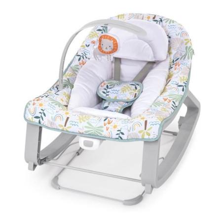 INGENUITY Transat bébé bascule évolutif 3-en-1 Keep Cozy -Tropical Rainbow- 3 Positions: arche avec jouets amovible, jusqu'a