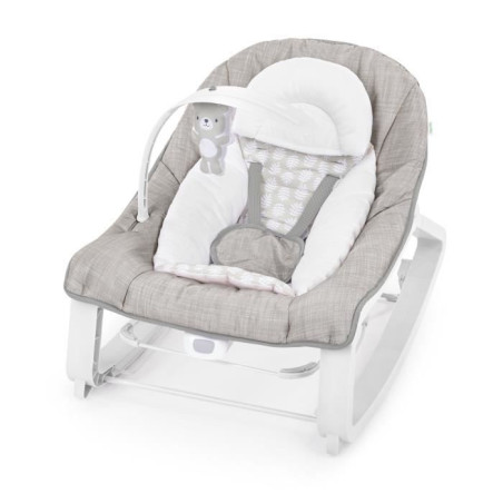 INGENUITY Transat bébé bascule évolutif 3-en-1 Keep Cozy -Linden- 3 Positions: arche avec jouets peluches amovible, jusqu'a 1