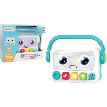 Baladeur robot musical & lumineux - J.A.D.E - 17 cm - Musique, Enregistrement & Déformation de Voix - Des 18 Mois
