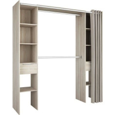 DEMEYERE Kit dressing 2 colonnes + 2 penderies + 2 tiroirs - Décor Chene Shannon - L