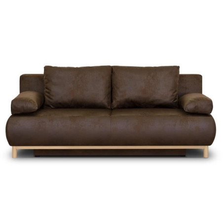 Canapé convertible - 3 places - MIKA - Tissu vintage simili cuir - Coffre de rangement - 192 x 84 x 93 cm